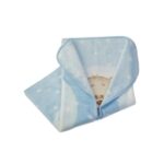Manta suave para bebé en color azul con diseño de oso, ideal para mantener abrigado al niño. Perfecta para uso diario y como regalo.